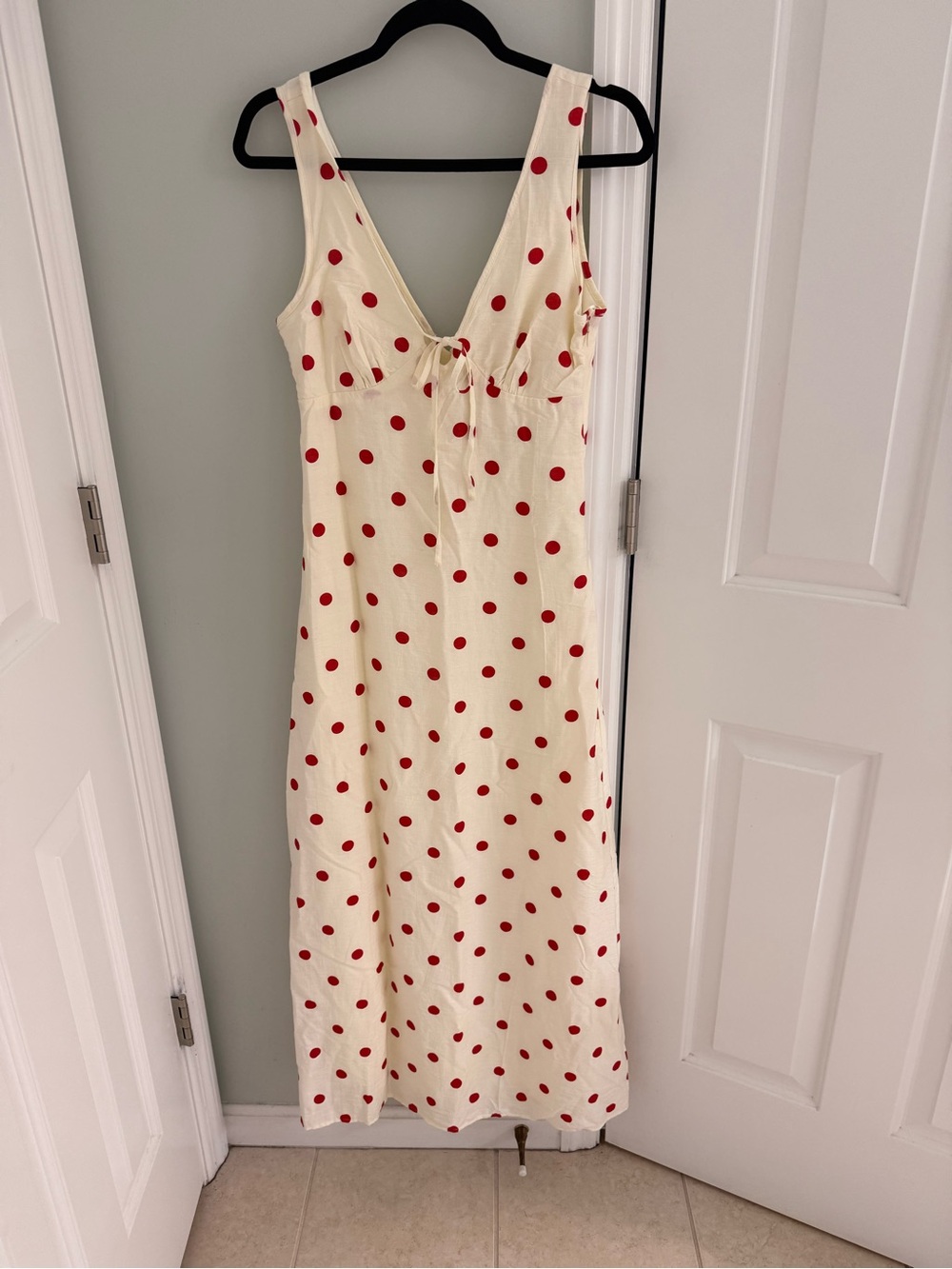Jessica Simpson Cream Slip Dress with Red Polka Dots - Picture 1 of 3
